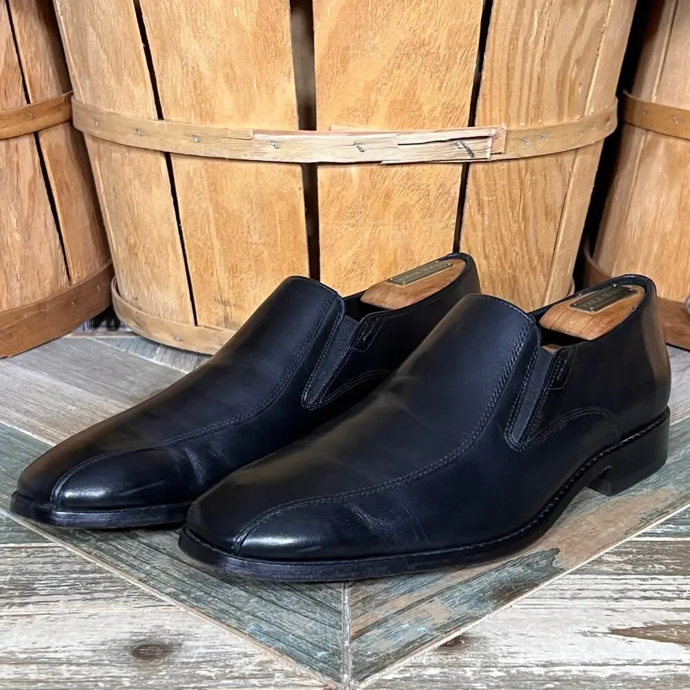 Clarks Bostonian Nantasket Step Black Leather Slip-On Loafers Mens Size 9.5